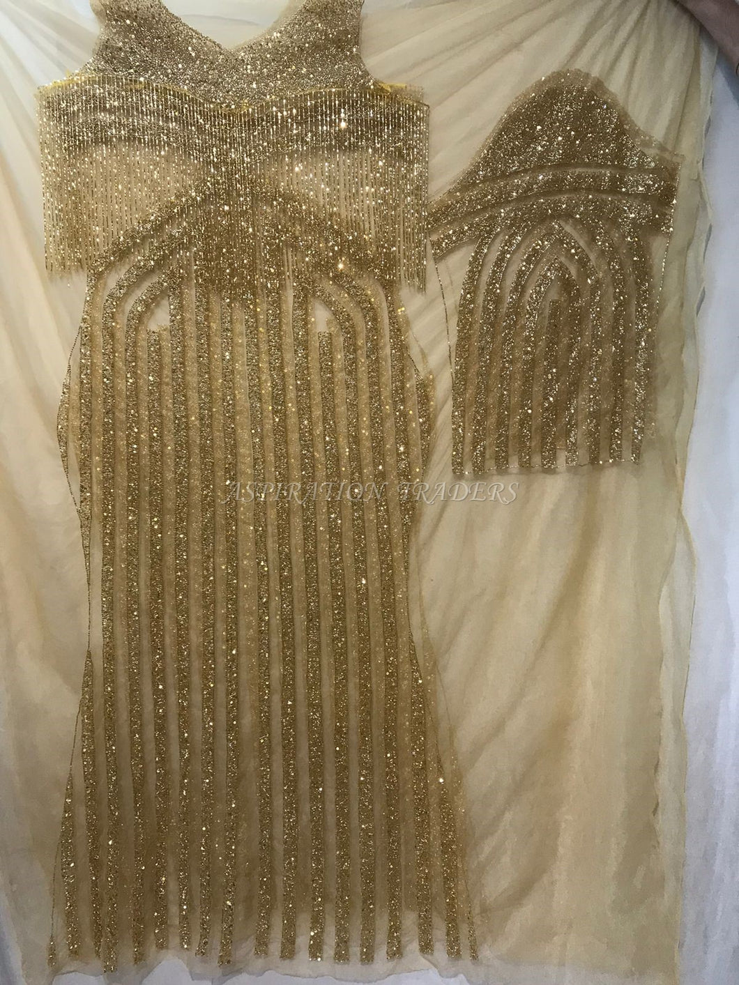 GOLD Color Heavy Designer Nigerian Wedding Evening Dress - EG014