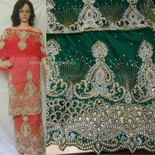 Load image into Gallery viewer, Green Color Heavy Beaded Indian George Fabric With Fancy Blouse- HB080
