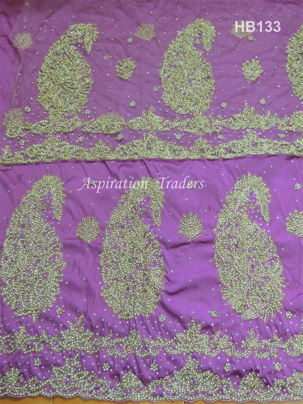 African Style Lilac Heavy Beaded VIP George Wrapper With Blouse- HB133