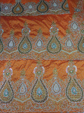 Load image into Gallery viewer, Golden Heavily Beaded Designer VIP Madam Silk George With Blouse - HB134
