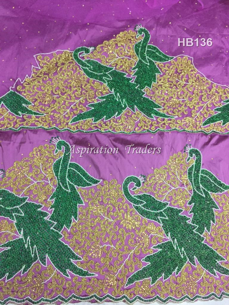 Nigerian traditional George wrapper with Designer Net Lace Blouse- HB136