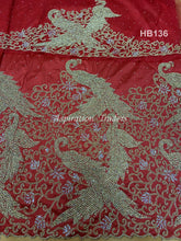 Load image into Gallery viewer, Nigerian traditional George wrapper with Designer Net Lace Blouse- HB136
