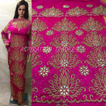 Load image into Gallery viewer, FUSHIA PINK  African wedding George wrapper with Blouse Fabric - HB149
