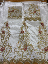 Load image into Gallery viewer, Nigerian Green Crystal Stone Work George Wrapper With Blouse- HB152

