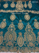 Load image into Gallery viewer, Latest Teal Green Heavy Beaded Work George Wrapper with Blouse- HB155
