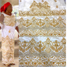 Load image into Gallery viewer, Fancy White Color Heavy Beaded VIP George With Golden Design - HB156
