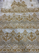 Load image into Gallery viewer, Fancy White Color Heavy Beaded VIP George With Golden Design - HB156
