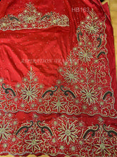 Load image into Gallery viewer, RED Color Heavy beaded George Wrapper with sequins George wrapper with blouse - HB163
