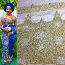 Load image into Gallery viewer, New fashion White African George Wrapper with sequins George set - HB165
