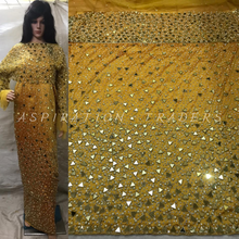 Load image into Gallery viewer, Mirror Work Party Wear African/ Nigerian VIP George Wrappers with net blouse - HB166
