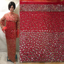 Load image into Gallery viewer, Mirror Work Party Wear African/ Nigerian VIP George Wrappers with net blouse - HB166
