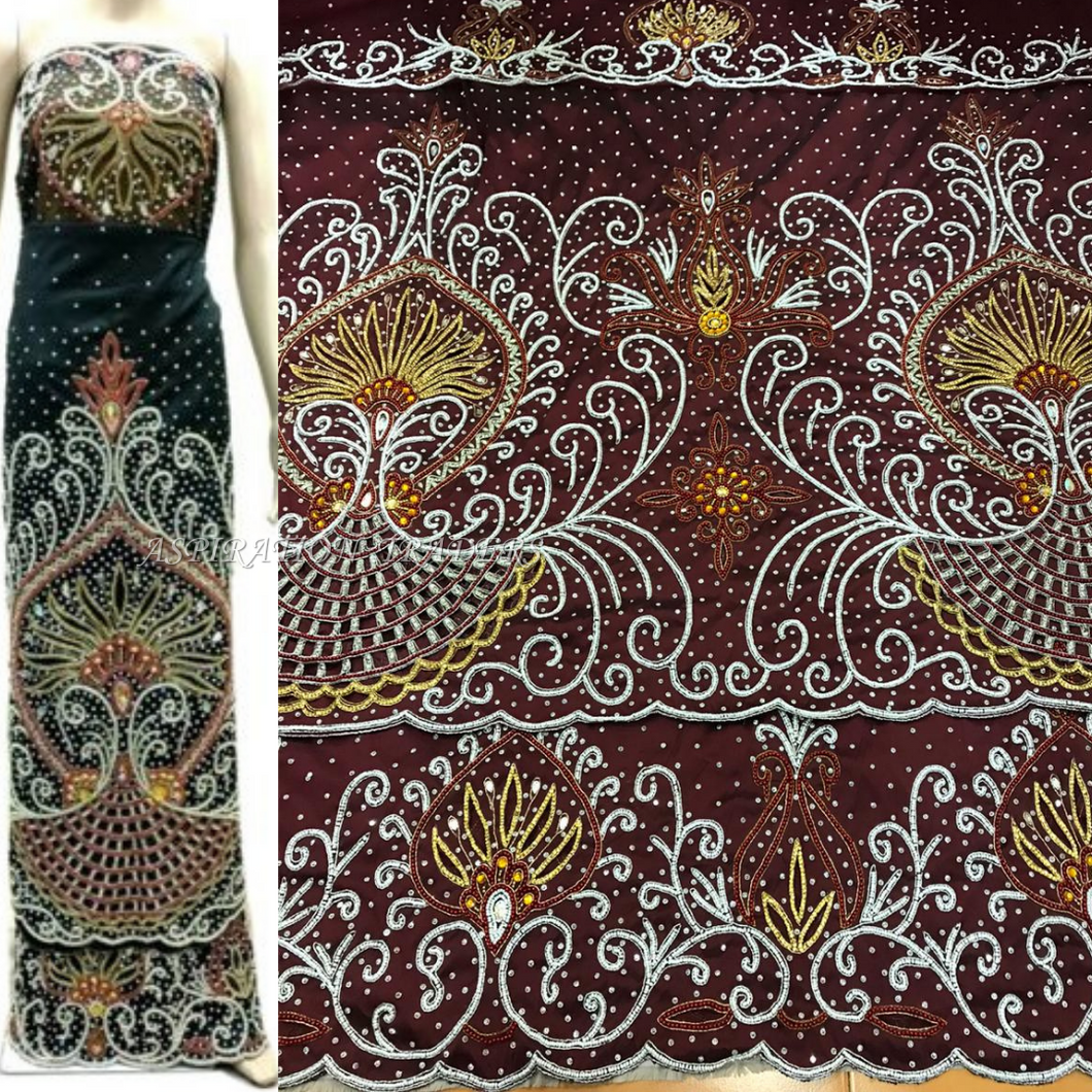 African High-Quality Wedding George fabric with lots of Stones Work VIP George - HB170