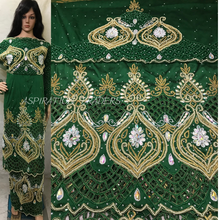 Load image into Gallery viewer, Beautiful Nigerian Green Heavy Beaded New Design VIP George Wrapper with Laser Cutwork- HB178
