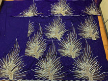 Load image into Gallery viewer, PURPLE color beautiful Tree pattern Nigerain Beaded george wrapper set - HB182
