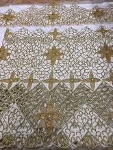 Load image into Gallery viewer, WHITE Color Trending Golden Work with cutwork Big Designer George - HBDG139
