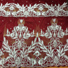 Load image into Gallery viewer, Silk thread work Wine color Heavy Beaded Designer George  - HBDG141
