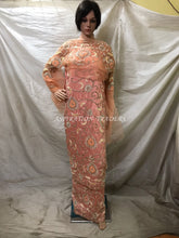 Load image into Gallery viewer, SWEET PEACH Heavy Beaded Designer Silk Taffeta George Wrapper set - HBDG143
