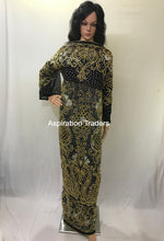 Load image into Gallery viewer, BLACK Silk Taffeta Nigerian Designer George Wrapper with Blouse - HBDG145
