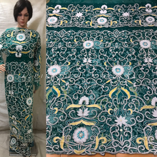 Load image into Gallery viewer, BOTTLE GREEN Beautiful Heavy Beaded Designer Taffeta Silk George Wrapper set - HBDG
