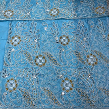 Load image into Gallery viewer, SKY BLUE Nigerian Beaded Designer George Wrapper set with Cutwork - HBDG147
