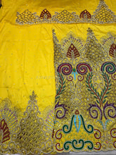 Load image into Gallery viewer, YELLOW Color African Traditional Wedding Heavy Beaded George Wrapper Set for Bride - HBDG155
