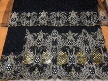 Load image into Gallery viewer, BLACK color African wedding Heavy Beaded Designer  George Wrapper with Blouse - HBDG164
