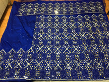 Load image into Gallery viewer, ROYAL BLUE Mirror Work Heavy Beaded African Wedding George Wrapper with Blouse - HBDG170
