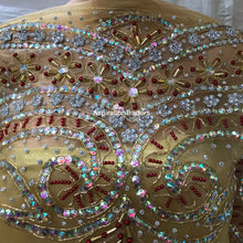 Load image into Gallery viewer, GOLD Shimmer fabric Heavy Beaded VIP George For Nigerian Wedding - HBMG008
