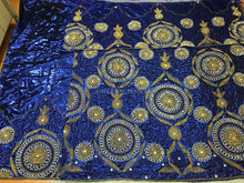 Load image into Gallery viewer, ROYAL BLUE Metallic/ Shimmer NIGERIAN Wedding George wrapper set - HBMG034
