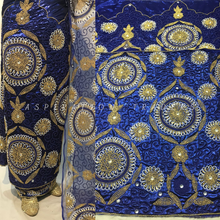 Load image into Gallery viewer, ROYAL BLUE Metallic/ Shimmer NIGERIAN Wedding George wrapper set - HBMG034
