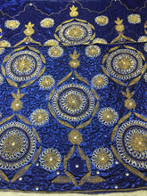 Load image into Gallery viewer, ROYAL BLUE Metallic/ Shimmer NIGERIAN Wedding George wrapper set - HBMG034
