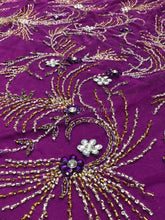 Load image into Gallery viewer, Magenta Crystal stone beaded Applique Design - AP055
