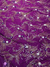 Load image into Gallery viewer, Magenta Crystal stone beaded Applique Design - AP055
