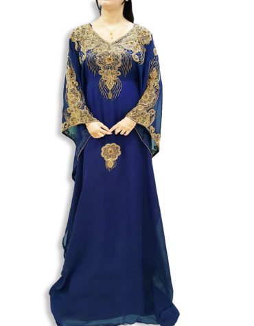 Navy Blue Kaftan High Quality Chiffon Kaftan  Islamic clothing women dresses abaya   - K033