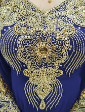 Load image into Gallery viewer, Navy Blue Kaftan High Quality Chiffon Kaftan  Islamic clothing women dresses abaya   - K033
