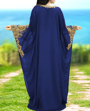 Load image into Gallery viewer, Navy Blue Kaftan High Quality Chiffon Kaftan  Islamic clothing women dresses abaya   - K033
