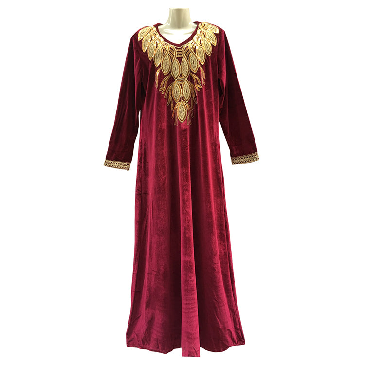 High Quality V Neck Korea Velvet Abaya Wholesale Dubai Abaya Clothing for Women - K036
