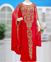 Load image into Gallery viewer, Red Color Bridal Wedding Gown Party wear long dress Hand beaded work dress - K040
