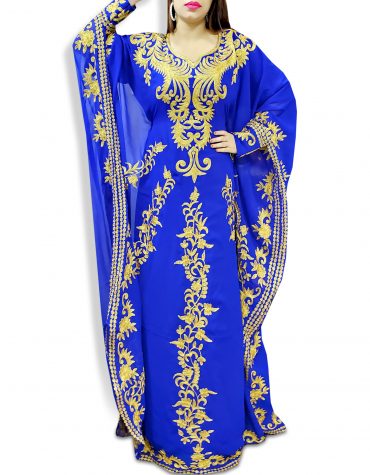 Royal Blue Embroidery with Caftan Dresses for Women Party Wear Kaftan  - K041