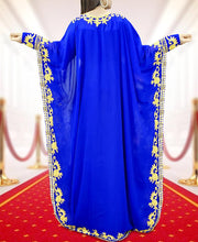 Load image into Gallery viewer, Royal Blue Embroidery with Caftan Dresses for Women Party Wear Kaftan  - K041
