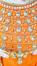 Load image into Gallery viewer, Orange color Crystal stone Beaded Farasa Dresses Abaya for Women Kaftan - K042
