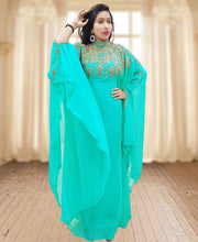 Load image into Gallery viewer, Hand Beaded work kaftan long sleeves with stand collar beaded long kaftan - K047
