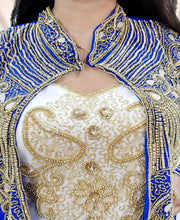 Load image into Gallery viewer, African Wedding Kaftan Dress, , Dubai Kaftan, Royal Blue Beaded Evening Gown - K050
