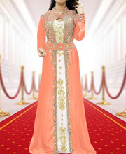 Load image into Gallery viewer, African Wedding Kaftan Dress, , Dubai Kaftan, Royal Blue Beaded Evening Gown - K050
