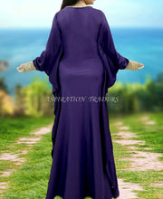 Load image into Gallery viewer, Purple Color Lycra Beaded Evening Long Party Abaya African Kaftan Dresses for Women - K057
