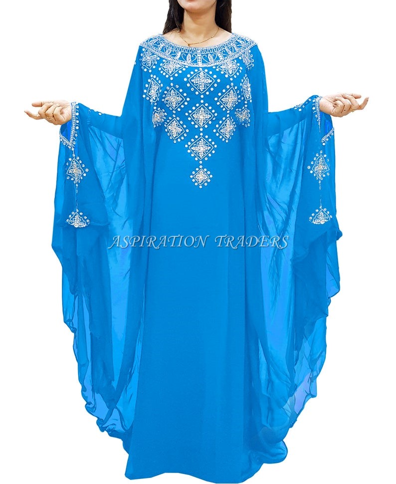 New Designer Dubai Styled Heavy Beaded Work Moroccan kaftan African Gown - K060