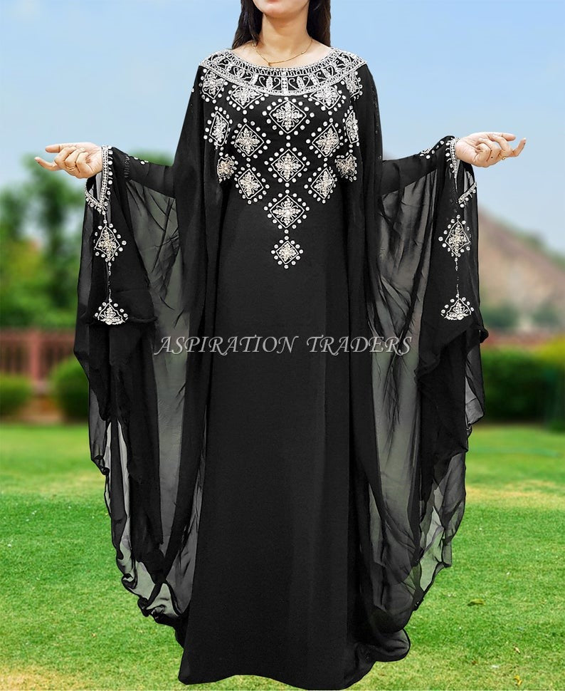 New Designer Dubai Styled Heavy Beaded Work Moroccan kaftan African Gown - K060
