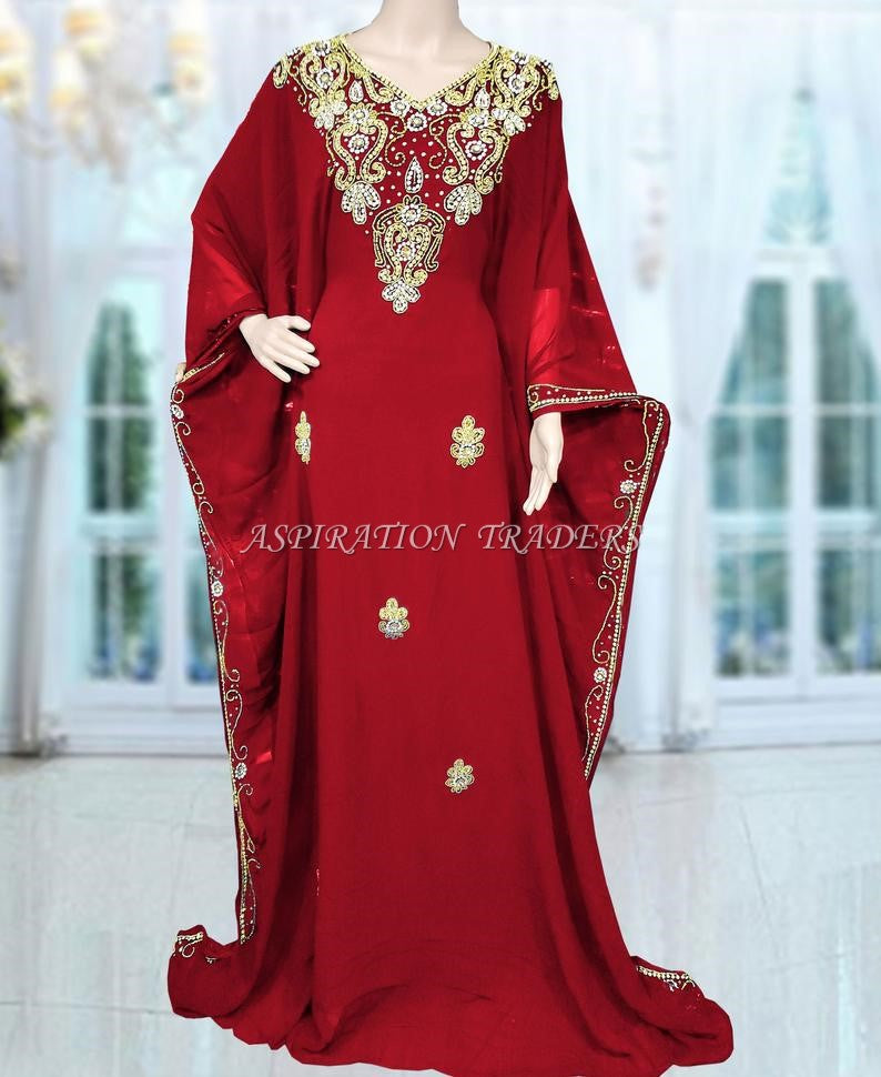 Latest Designer Gorgeous  Beaded Work African Chiffon long Kaftan - K061