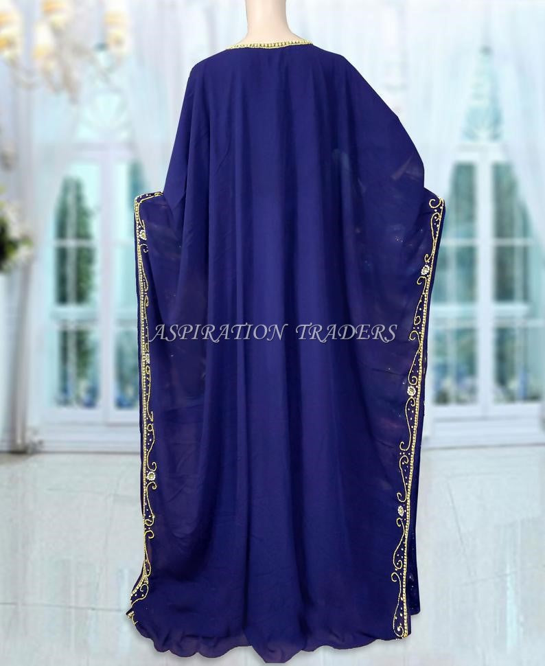 Latest Designer Gorgeous  Beaded Work African Chiffon long Kaftan - K061