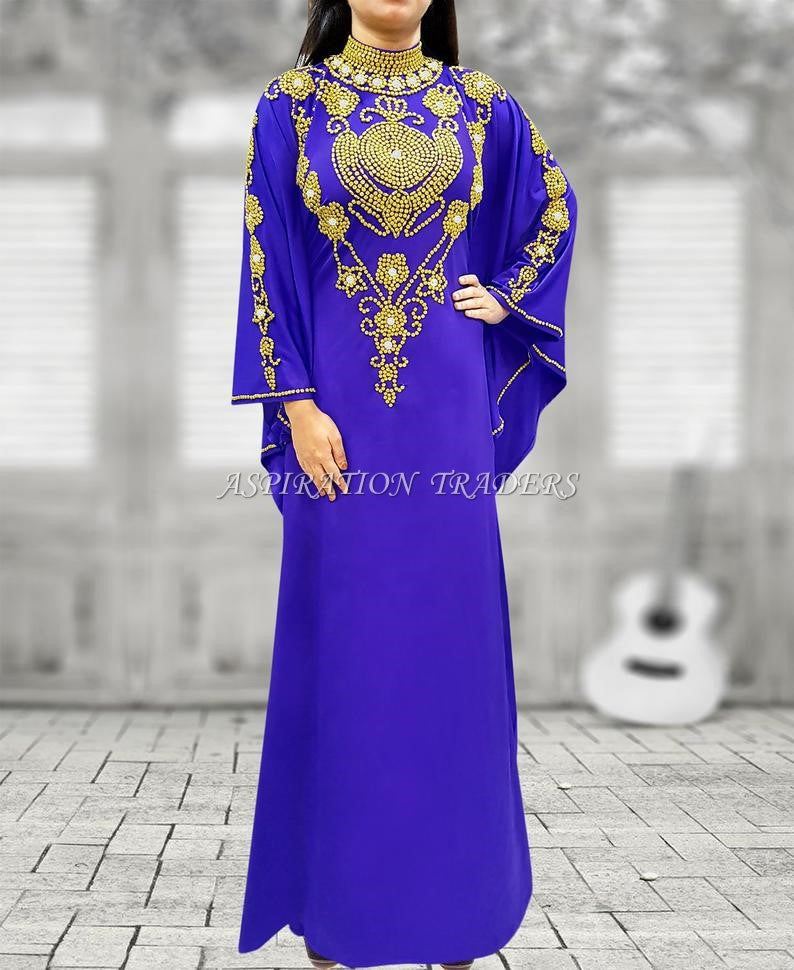 New Fancy Collection  High neck Stylish Kaftan Beaded Dress For Women - K062